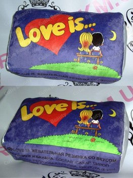 Love is... подушка 30х20х15 фиолетовая