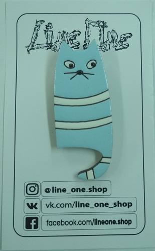 Дерев'яний значок Блакитний Кот | Blue Cat