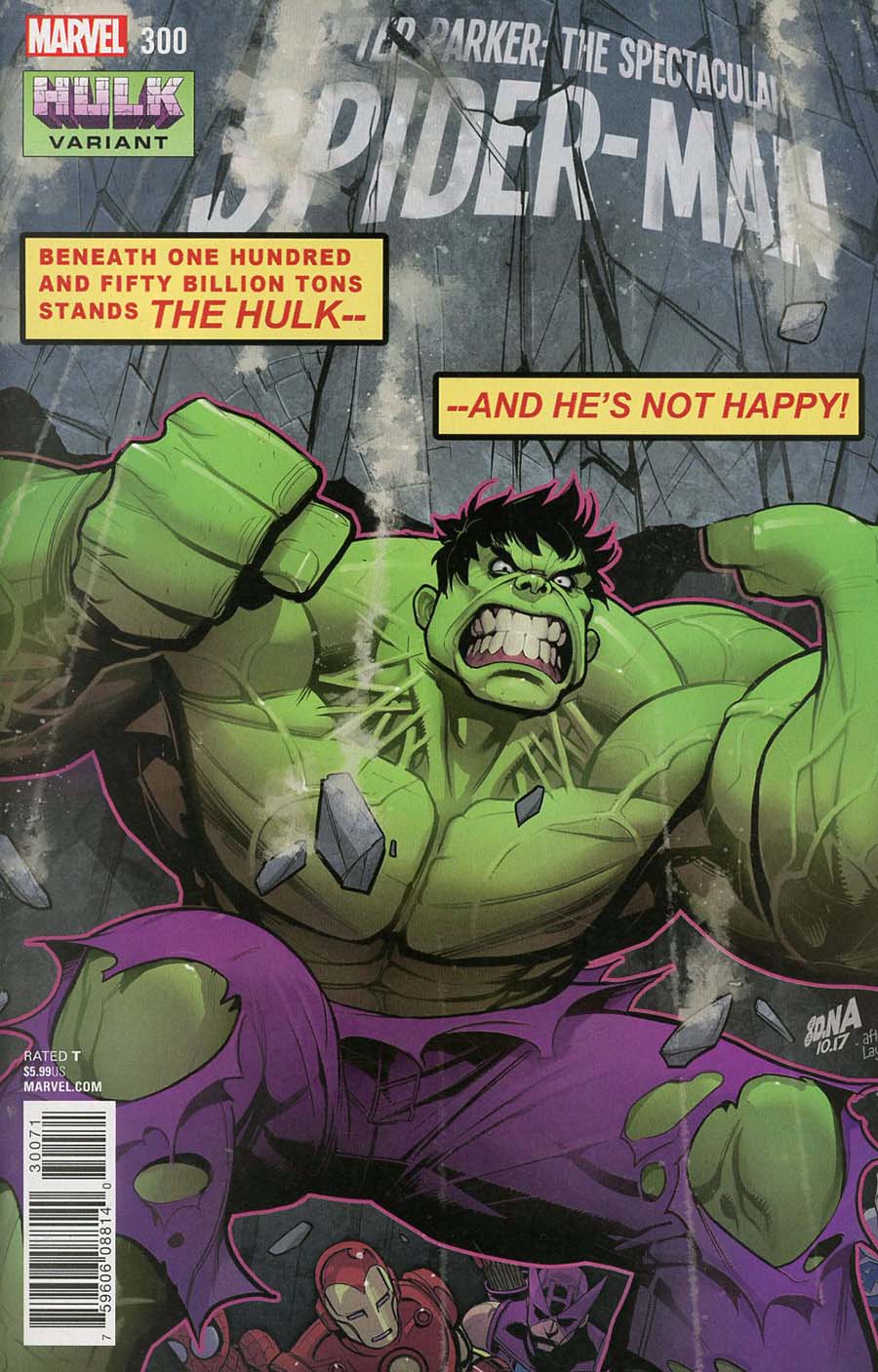 Peter Parker. The Spectacular Spider-Man # 300 Cover B Variant David Nakayama Hulk Smash Cover (Marvel Legacy Tie-In)