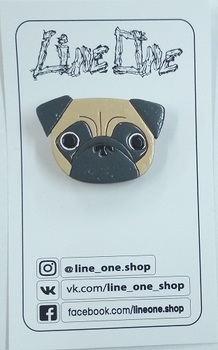 Дерев'яний значок Мопс | Pug
