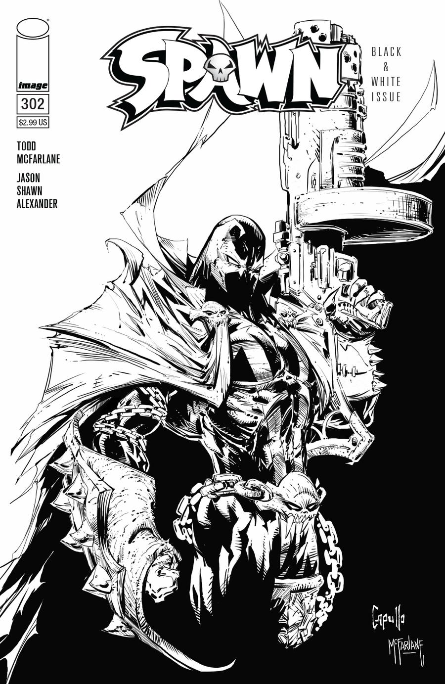 Spawn # 302 Cover C Variant Greg Capullo & Todd McFarlane Black & White Cover