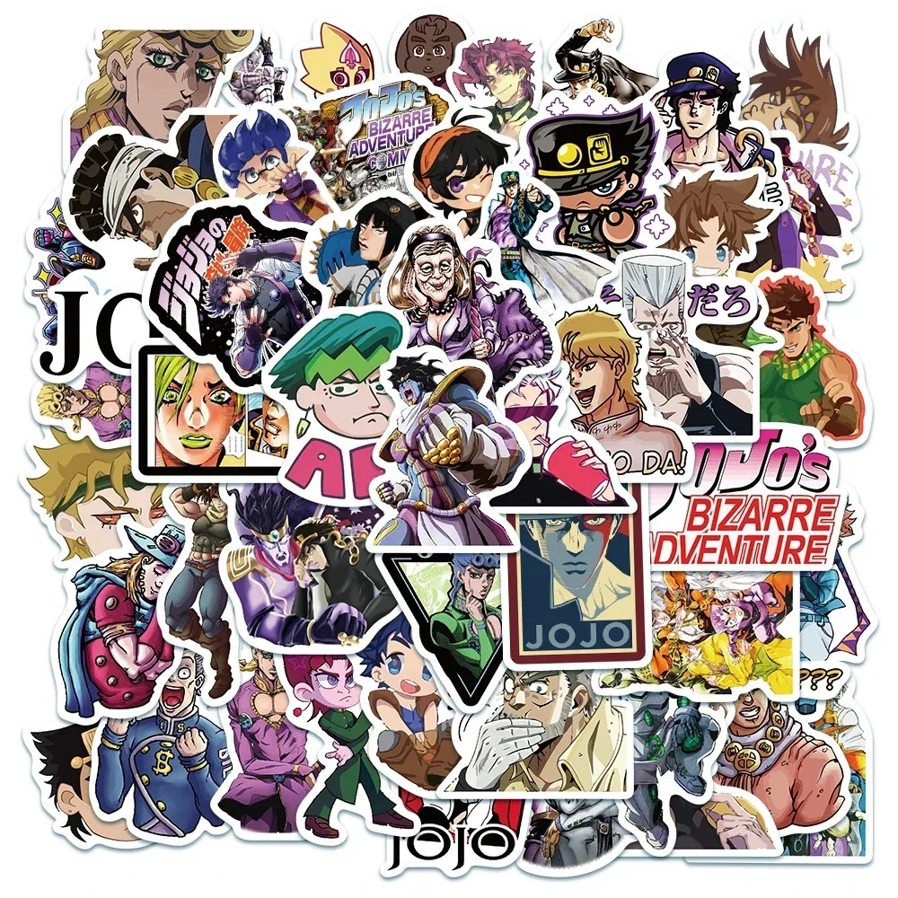Стікерпак «Неймовірні пригоди ДжоДжо» | Набір яскравих наклейок JoJo’s Bizarre Adventure 50 шт