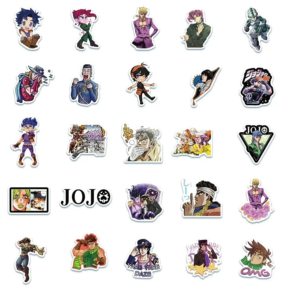 Стікерпак «Неймовірні пригоди ДжоДжо» | Набір яскравих наклейок JoJo’s Bizarre Adventure 50 шт