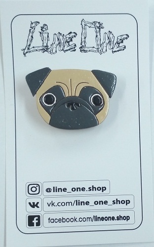 Дерев'яний значок Мопс | Pug