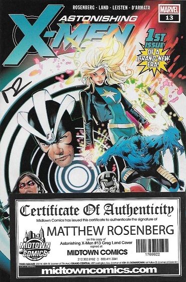 Astonishing X-Men #13 Обкладинка D Звичайна, підписана Грегом Лендом та Метью Розенбергом (с автографом)