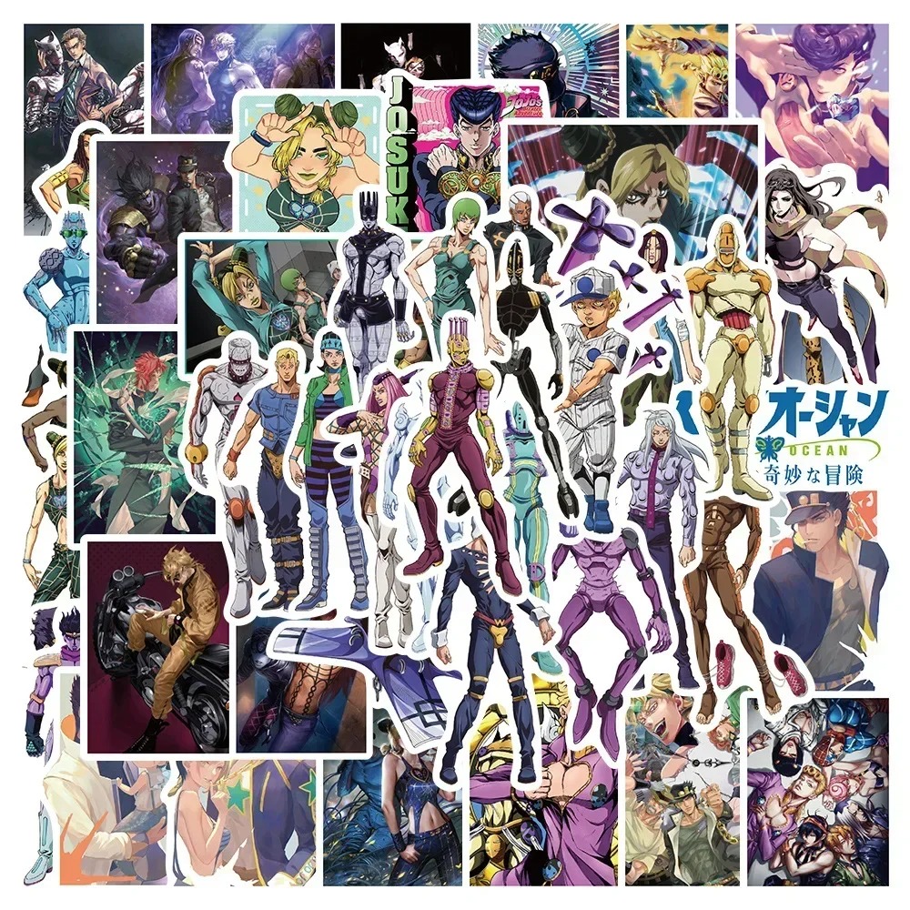 Стікерпак «Неймовірні пригоди ДжоДжо» | Набір яскравих наклейок JoJo’s Bizarre Adventure 50 шт